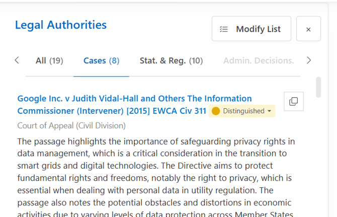 Example of a case with a negative authority in yellow