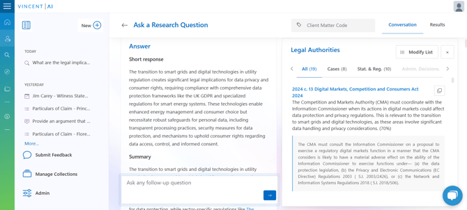 Example answer with summary on the left and legal authorities on the right