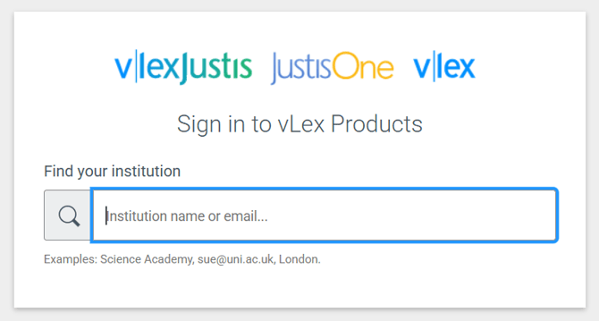 Image of the search bar after clicking your institution