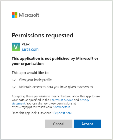 Image of the permissions screen